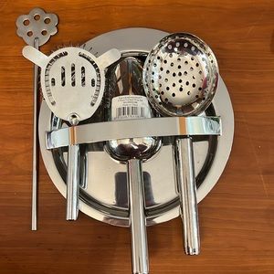 Gorham/That’s Entertainment 5 piece cocktail prep set w/tray NOT muddler-NWT
